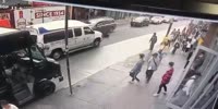 Man running across the street gets stopped by van
