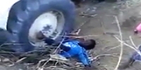 Indian Farmer Destroyed by His Own Tractor