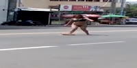 Drugged Vietnamese girl walks with panties down