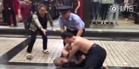 Two men fight in sloppy asian manner