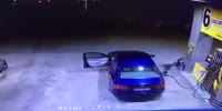 Idiot driver causes gas station destruction
