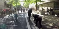 Protester getting his ass kicked. Portland antifa