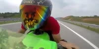 Speeding biker films his crash