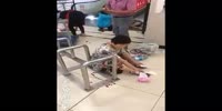 Elevator bites a woman