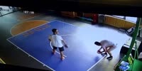Basketball stand crushes a player