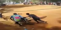 Dirt biker run over by his team mate