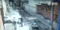 Man gets run over by reversing car