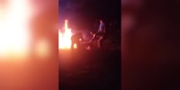 Drunk girl falls into the fire