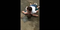 Tough Russian woman hurts drugged purse snatcher