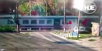 Train destroys Lada on full speed