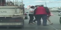 Guy with Afro hair gets it damaged by worker in a road rage fight