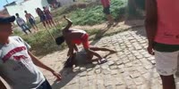 Guy fights his girl in the street