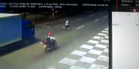 Careless pedestrian gets struck by motorcycle