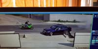 Speeding biker wrecks into Mercedes