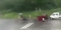 Drifting truck kills a lady running to her ca