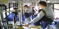 Two thugs rob passengers of the moving bus