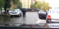 Lady gets run over by SUV