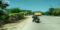 African biker meets the lorry