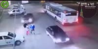 Lucky driver almost runover by a bus !!!