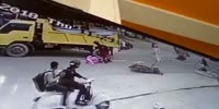 Couple of women hammered by a truck