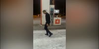 High as fuck taxi driver lost himself at the gas station