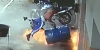 Barrel Blast Blows Worker Away