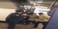 NY cop attacked by bunch of junkies and throws one of them on subway tracks