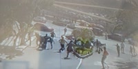 Group of angry men chase and beat the shitout of a thief