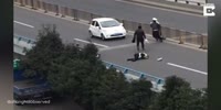 Angry driver throws traffic cop to the ground