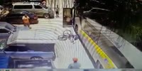 Cyclist falls head first under the bus
