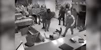 Mass brawl with chairs involved in Russian cafeteria
