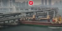 Russian ships destroys Korean bridge