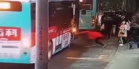 Woman fulls under the bus with dramatic music