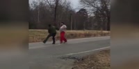 Red pants involved in road rage fight