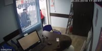 Asshole stabs female loan office clerk