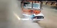Oil Truck Destroys Car