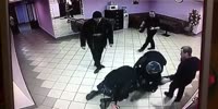 Cops and guard taser and fight naughty guy