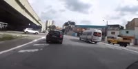 Helmet CAM: Carjacker destroys stolen car during chase