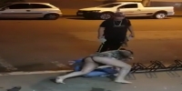 Drunk girls fight on dirty sidewalk
