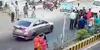 Car Kills Wobbly Drunk CCTV