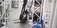 Bad Day: Forklift Operater Drops Box on Coworker