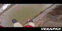 Parachutist lands hard