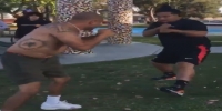 Shirtless dude loses the fight