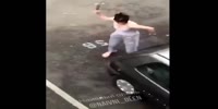 Crazy bitch hammers a car of her EX