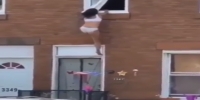 Girl in underwear should practice window climbing