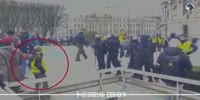Female protester knocked by police