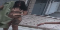 Girl stripped topless & slapped hard
