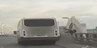 Bus sends car passengeroff the bridge