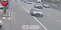 Motorcyclist is run down and pushed along the highway