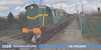 Train Sends Man Flying in Belarus